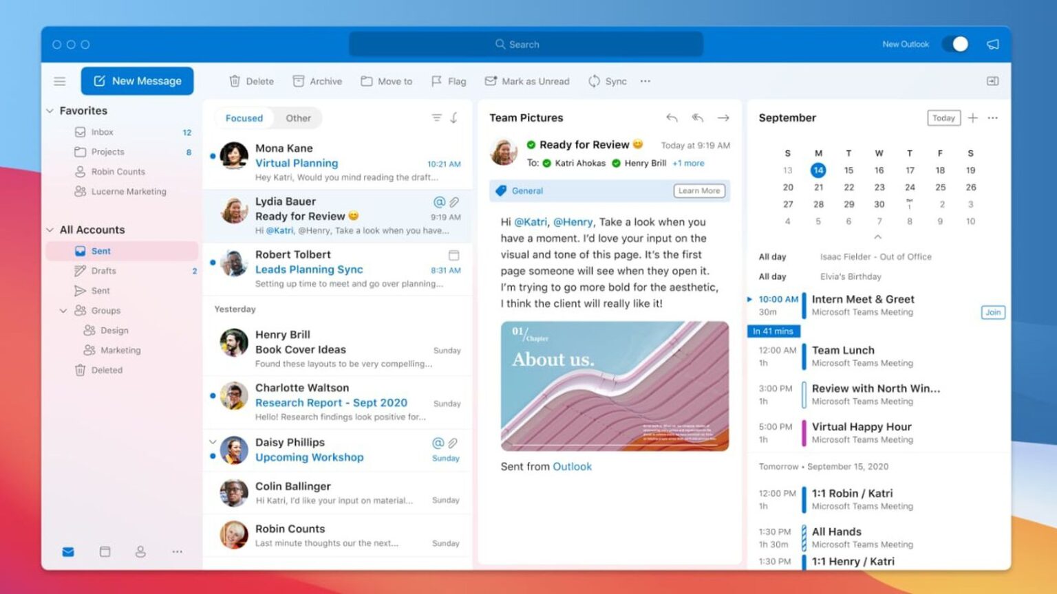 Redesign of Outlook for Mac and Windows