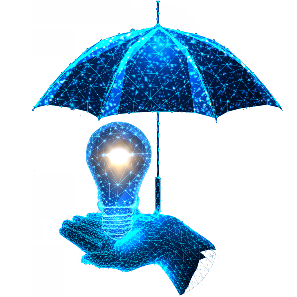 umbrella over computer constellation icon