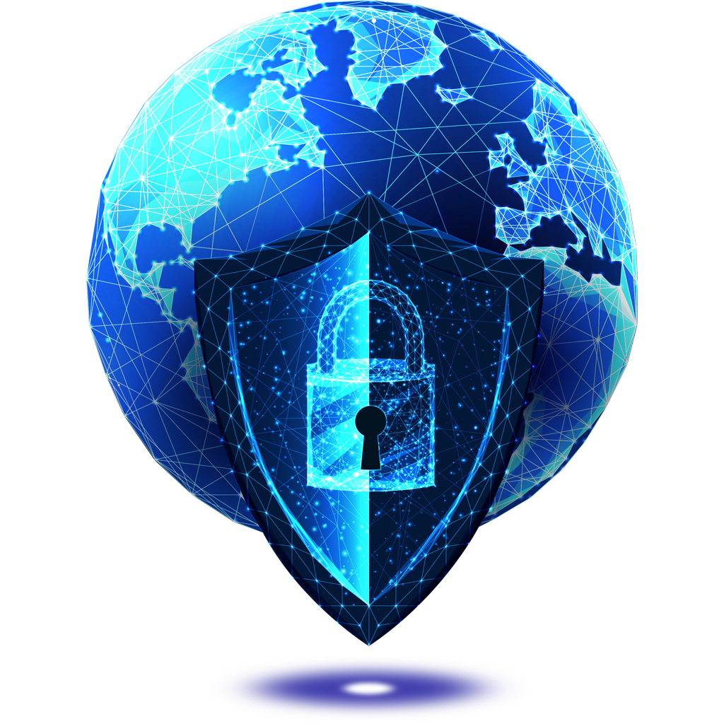 earth globe and security shield constellation icon