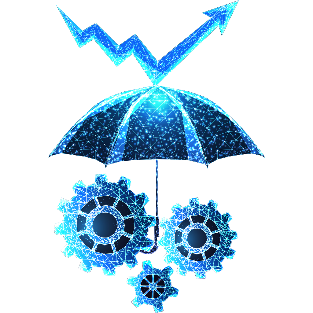umbrella and gears constellation icon