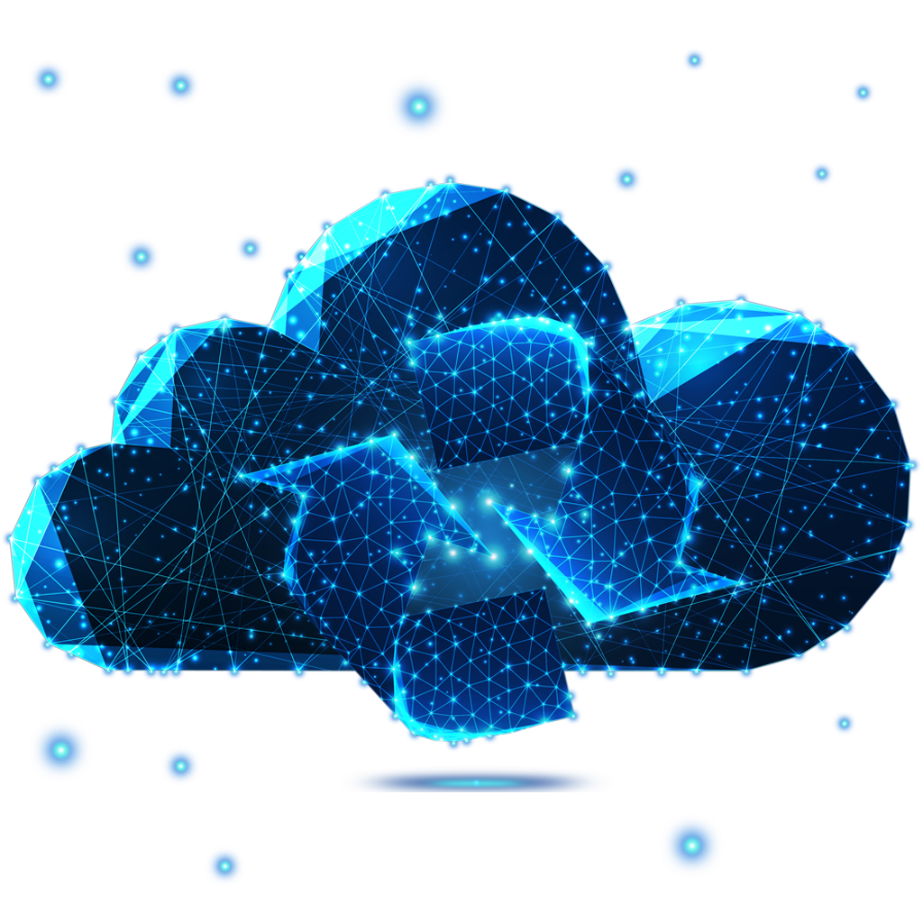 sync icon over cloud constellation icon