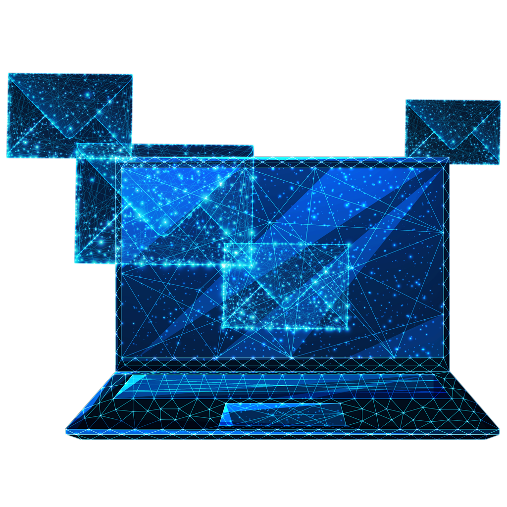 laptop with mail envelopes constellation icon