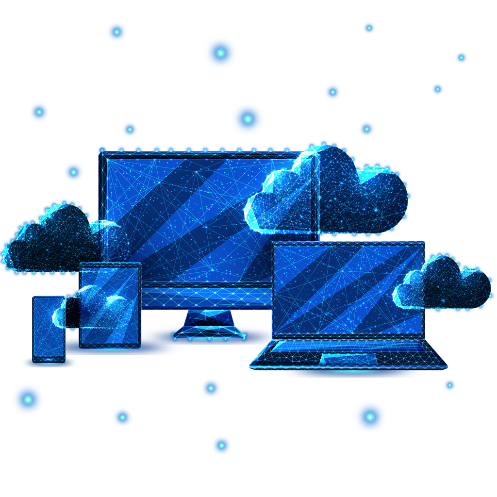 devices with clouds constellation icon