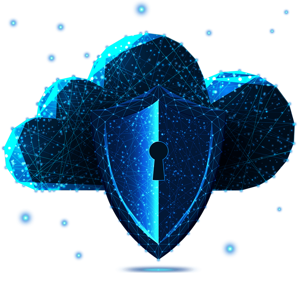cloud and shield with a lock on it constellation icon