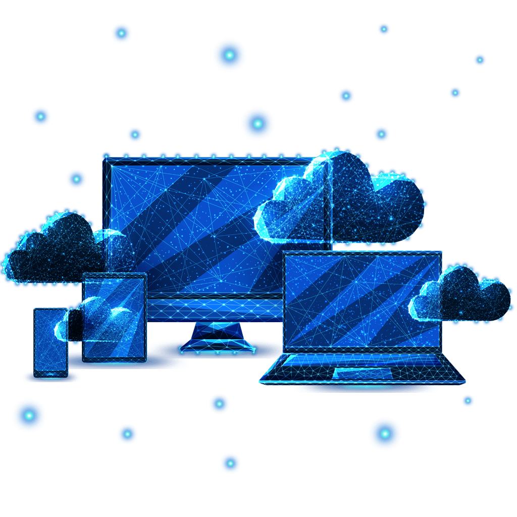 devices with clouds constellation icon