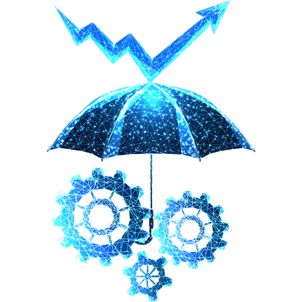 umbrella and gears constellation icon