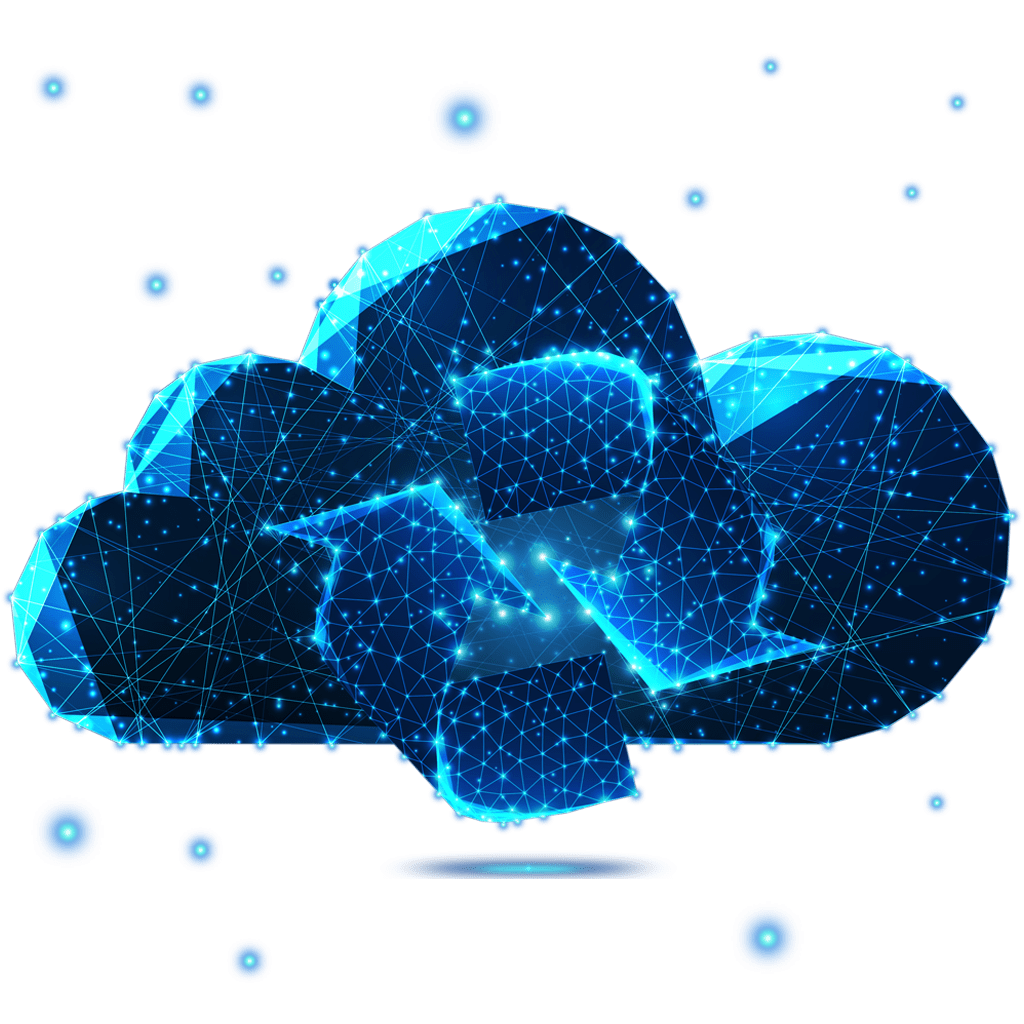 sync icon over cloud constellation icon