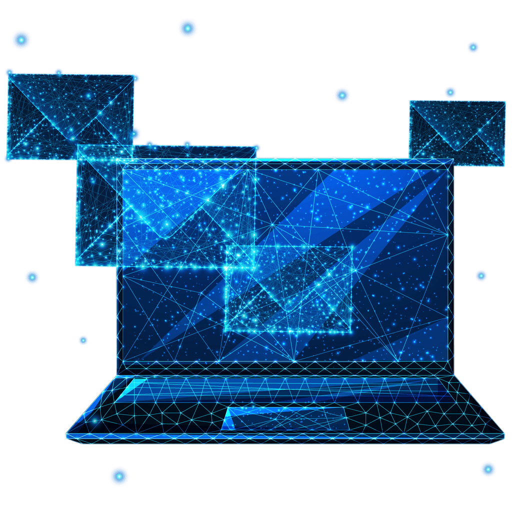 laptop with mail envelopes constellation icon