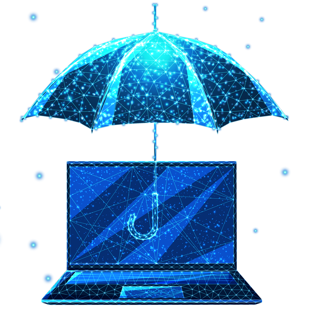 umbrella over computer constellation icon