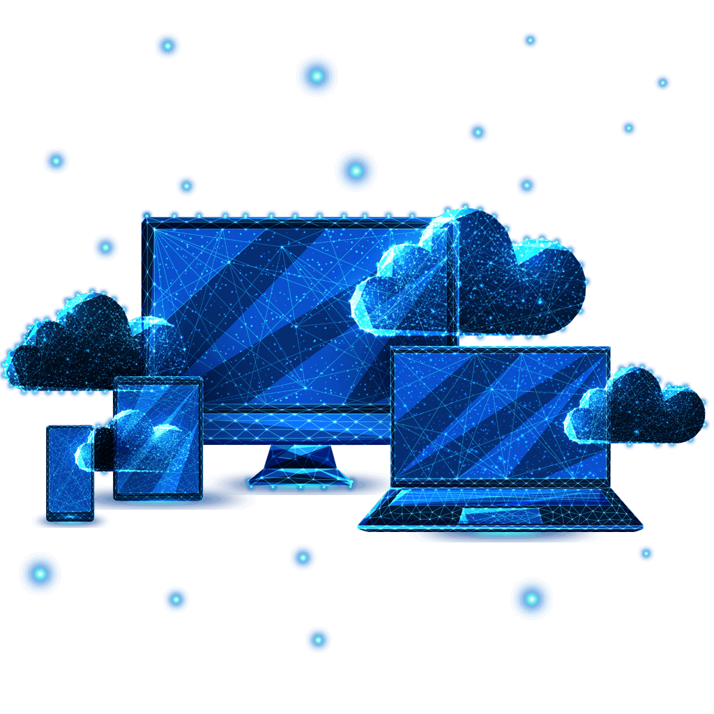 devices with clouds constellation icon