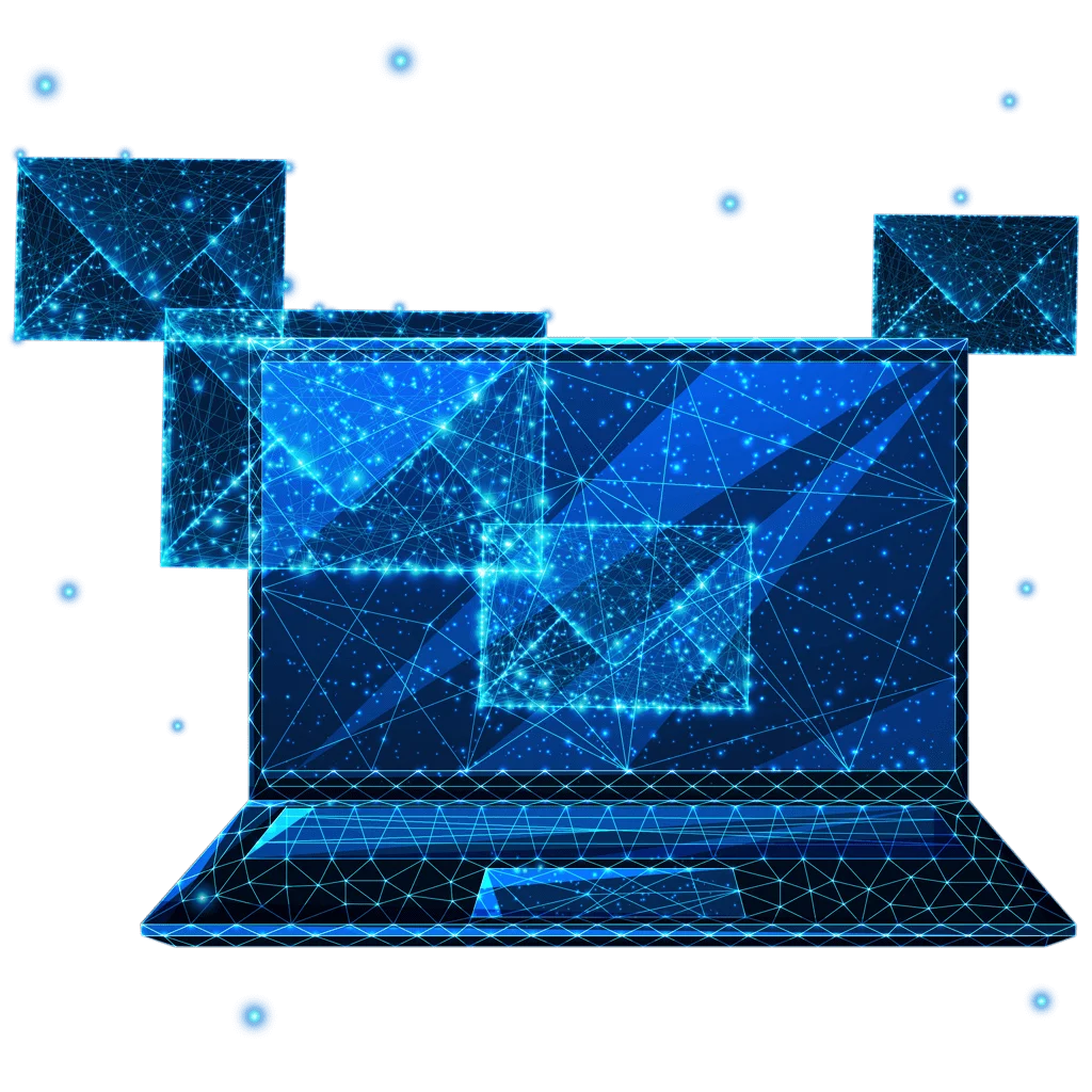 laptop with mail envelopes constellation icon